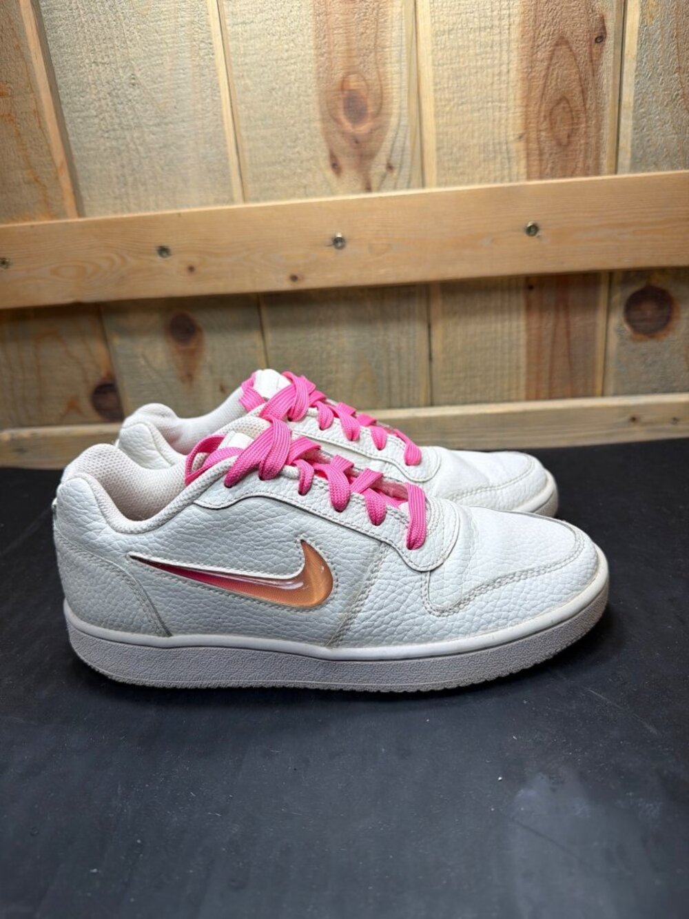 Nike Ebernon Low White Pink Youth Girls Sneakers Shoes Size 6Y AQ2232-100